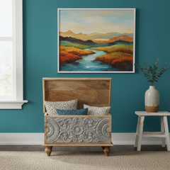 Mango Wood Distress Grey Trunk Coffee Table