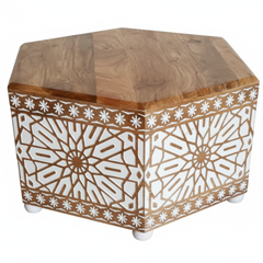Mango Wood Moroccan Design Coffee Table For Living Room