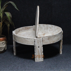 Wooden Beautiful Carved Central Coffee Table, Handicraft Home Decors Chakki Table