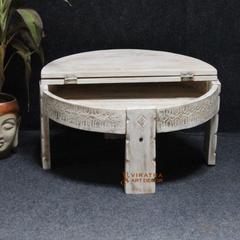 Wooden Beautiful Carved Central Coffee Table, Handicraft Home Decors Chakki Table