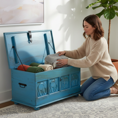 Mango Wood Hand-Carved Storage Trunk Chest For Living Room Decor