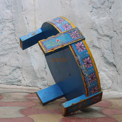 Indian Boho Floral Painted Round Chakki Coffee Table,