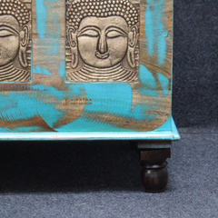 Distress Blue Trunk Box, Indian Accent Trunk Coffee Table, Handcrafted Blanket Storage Trunk Box,