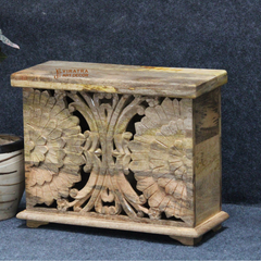 Carved Trunk Box, Indian Accent Trunk Coffee Table, Blanket Storage Trunk Box,