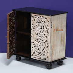 Bedside Cabinet, Living Area Decor Solid Wood Low Storage Cabinet,