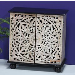 Bedside Cabinet, Living Area Decor Solid Wood Low Storage Cabinet,