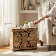 Carved Trunk Box, Indian Accent Trunk Coffee Table, Blanket Storage Trunk Box,