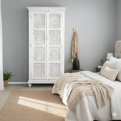 Mango Wood Crafted Tallboy For Bedroom Storage