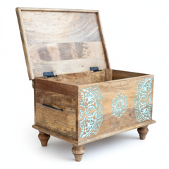 Mango Wood Blanket Chest With Mandala Painting