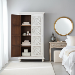 Mango Wood Crafted Tallboy For Bedroom Storage