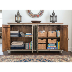 Mango Wood Large Mandala Sideboard With Grey Finish