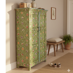 Mango Wood Hand-Painted Tallboy Cabinet For Storage Solution