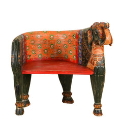 Elephant Chair - Boho Hand Painted Solid Teak Wood 100cm