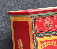 Hand-Painted Indian Bedside Cabinet: Solid Wood Living Room Sideboard