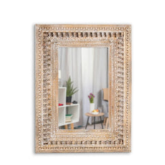 Wooden Carved Wall Mirror Frame (Brown Distress)