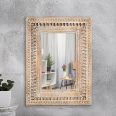 Wooden Carved Wall Mirror Frame (Brown Distress)