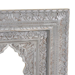 Wooden Indian Carved Mirror Frame (Grey Distress)
