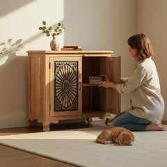 Mango Wood Sideboard With Charcoal Finish