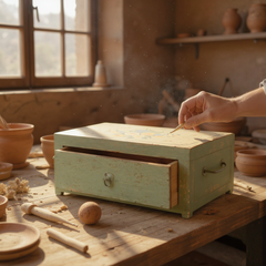 Hand-Painted Wooden Storage Box – Bedroom Organizer for Everyday Essentials