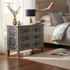Bone Inlay 3 Drawer Dresser Cabinet For Hallway Decor
