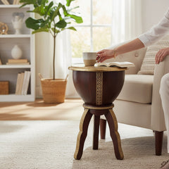 Mango Wood Coffee Table With Brass Detailing