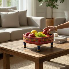 Mango Wood Hand-Painted Triangular Chakki Table