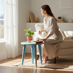 Mango Wood Floral Painted Boho Accent Coffee Table