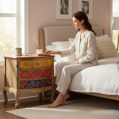 Mango Wood Three Drawer Chest Table For Living Room Storage