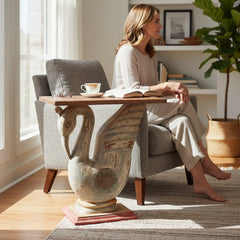 Mango Wood Duck Side Table For Living Area Decor