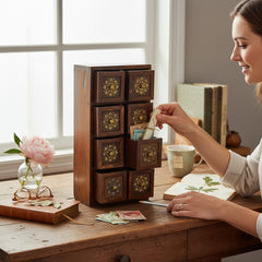 Mango Wood Table Decor Mini Drawer Chest With Brass Detailing