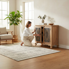 Mango Wood Sideboard With Charcoal Finish