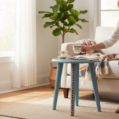 Mango Wood Floral Painted Boho Accent Coffee Table