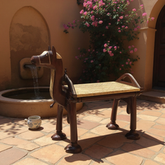Mango Wood Indian Animal Coffee Table With Brass Detailing