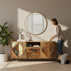Reclaimed Wood Indian Drawer Sideboard For Storage Solution