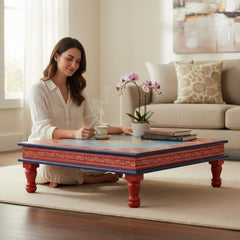 Hand-Painted Wooden Pooja Bajot For Religious Decor And Worship