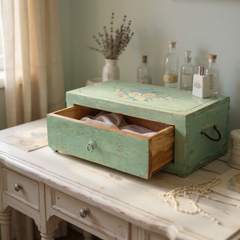 Hand-Painted Wooden Storage Box – Bedroom Organizer for Everyday Essentials