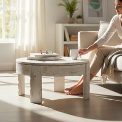 Wooden Beautiful Carved Central Coffee Table, Handicraft Home Decors Chakki Table