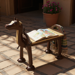 Mango Wood Indian Animal Coffee Table With Brass Detailing