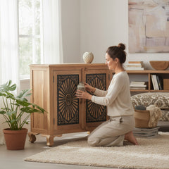 Mango Wood Sideboard With Charcoal Finish