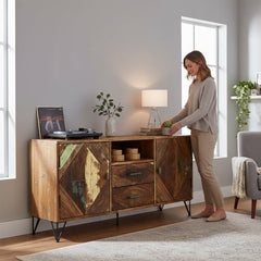 Reclaimed Wood Indian Drawer Sideboard For Storage Solution