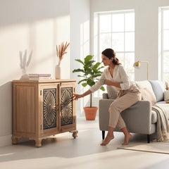 Mango Wood Sideboard With Charcoal Finish