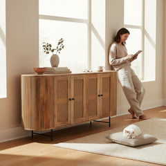Mango Wood Four Door Sideboard With Cane Detailing