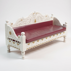 Garden Hand Carved 3 Seater Sofa Daybed White 180x60x85 cm