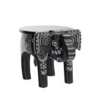 Handcrafted and Emboss Painted Colorful Wooden Elephant Decorative Showpiece Stool - Image 5