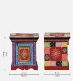 Modern Handpainted Bedside Table with Mango Wood Side Table with Drawer Storage - Image 5