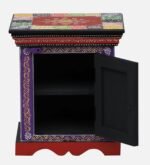 Modern Handpainted Bedside Table with Mango Wood Side Table with Drawer Storage - Image 2
