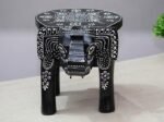 Handcrafted and Emboss Painted Colorful Wooden Elephant Decorative Showpiece Stool - Image 6
