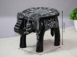 Handcrafted and Emboss Painted Colorful Wooden Elephant Decorative Showpiece Stool - Image 7
