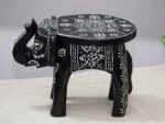 Handcrafted and Emboss Painted Colorful Wooden Elephant Decorative Showpiece Stool - Image 4