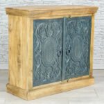 Carved Oasis Hand Carved Mango Wood 2 Doors Storage Cabinet